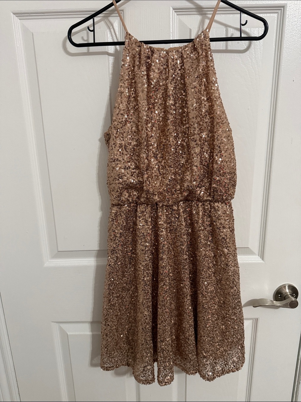 Forever 21 Girls Rose Gold Sequin Halter Dress